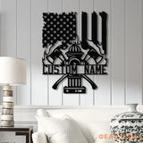 Personalized US Fire Hydrant Metal Wall Art LED Light Custom Fireman Name Sign FD Home Decor Firefighter Gift Wall Decor