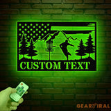 Personalized US Flag Disc Golf Metal Sign with LED Lights Custom Disc Golfer Name Sign Sports Wall Art Gift for Dad