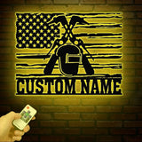 Personalized US Welder Metal Sign with Led Light Custom Mechanic Name Wall Art Ironworker Sign Welder Metal Wall Art