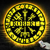 Personalized Viking Metal Sign with Light - Vegvisir Wall Art - Custom Name Room Sign - Viking Compass Wall Decor | GearViral