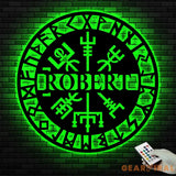 Personalized Viking Metal Sign with Light - Vegvisir Wall Art - Custom Name Room Sign - Viking Compass Wall Decor