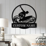 Personalized Wave Surfing Metal Sign with Led Light Custom Surfer Name Sign Water Sport Sign Xmas Birthday Gift Surf