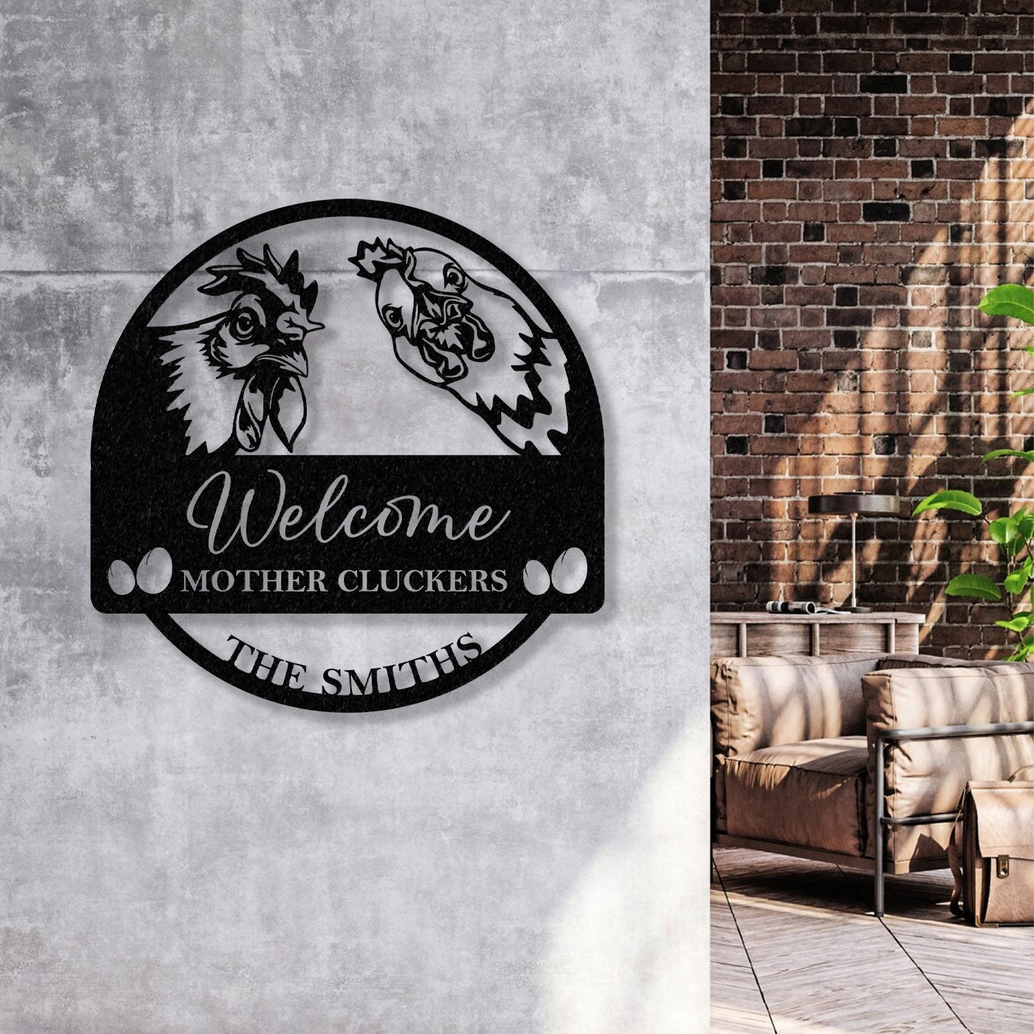 Personalized Welcome Mother Cluckers Metal Sign, Chicken Farmhouse Decor, Farmhouse Gift - Gearviral