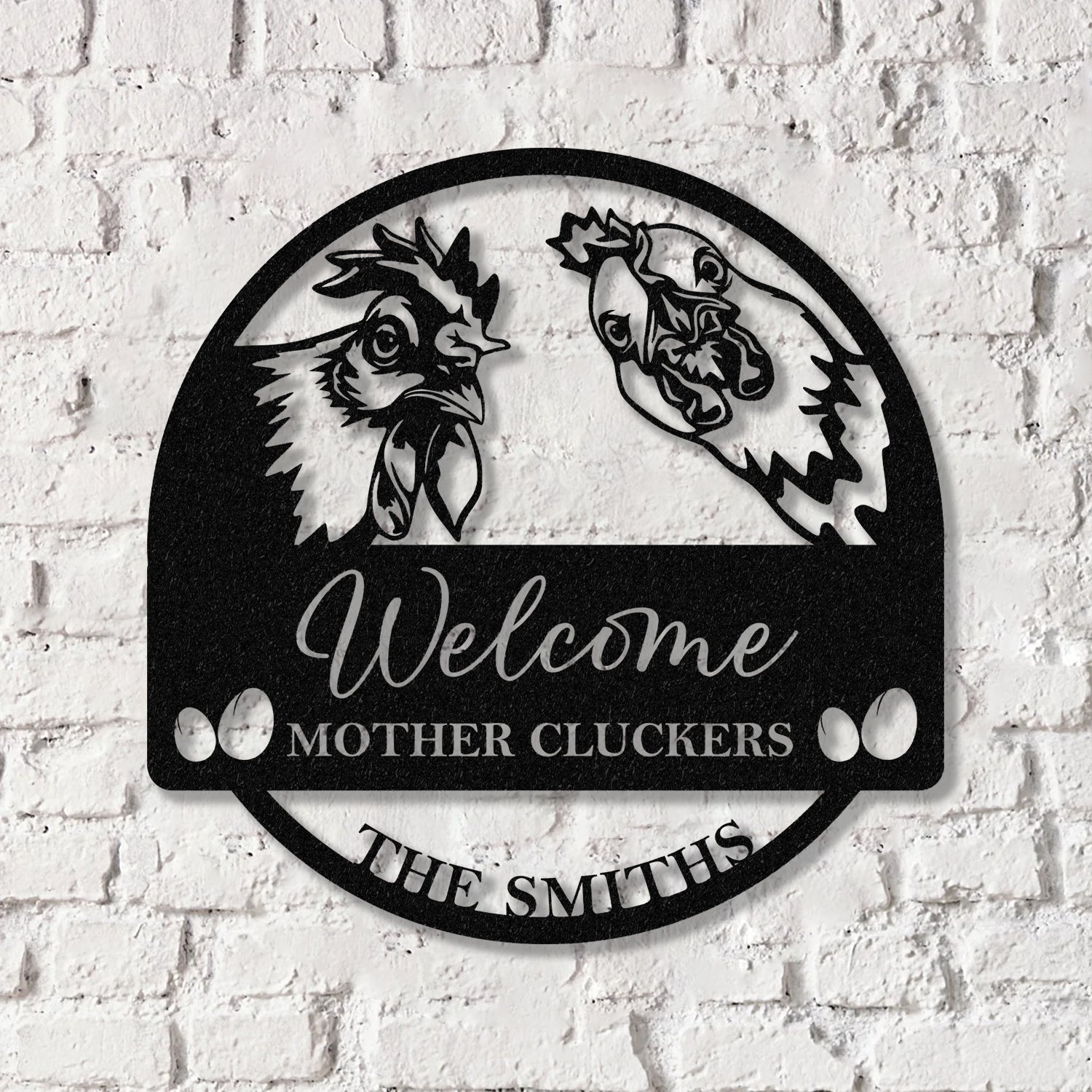 Personalized Welcome Mother Cluckers Metal Sign, Chicken Farmhouse Decor, Farmhouse Gift - Gearviral