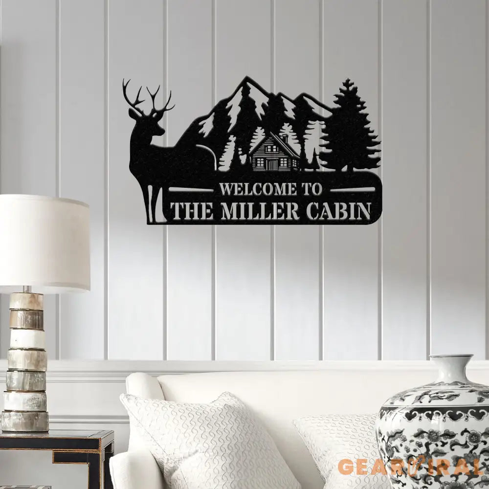 Personalized Welcome To Our Cabin Metal Sign Cabin Sign Family Name Sign Gift For Deer Hunter Cabin Decor Outdoor Sign