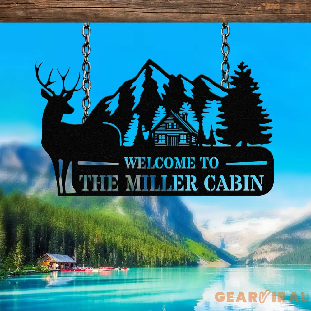 Personalized Welcome To Our Cabin Metal Sign Cabin Sign Family Name Sign Gift For Deer Hunter Cabin Decor Outdoor Sign