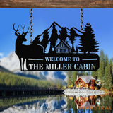 Personalized Welcome To Our Cabin Metal Sign Cabin Sign Family Name Sign Gift For Deer Hunter Cabin Decor Outdoor Sign