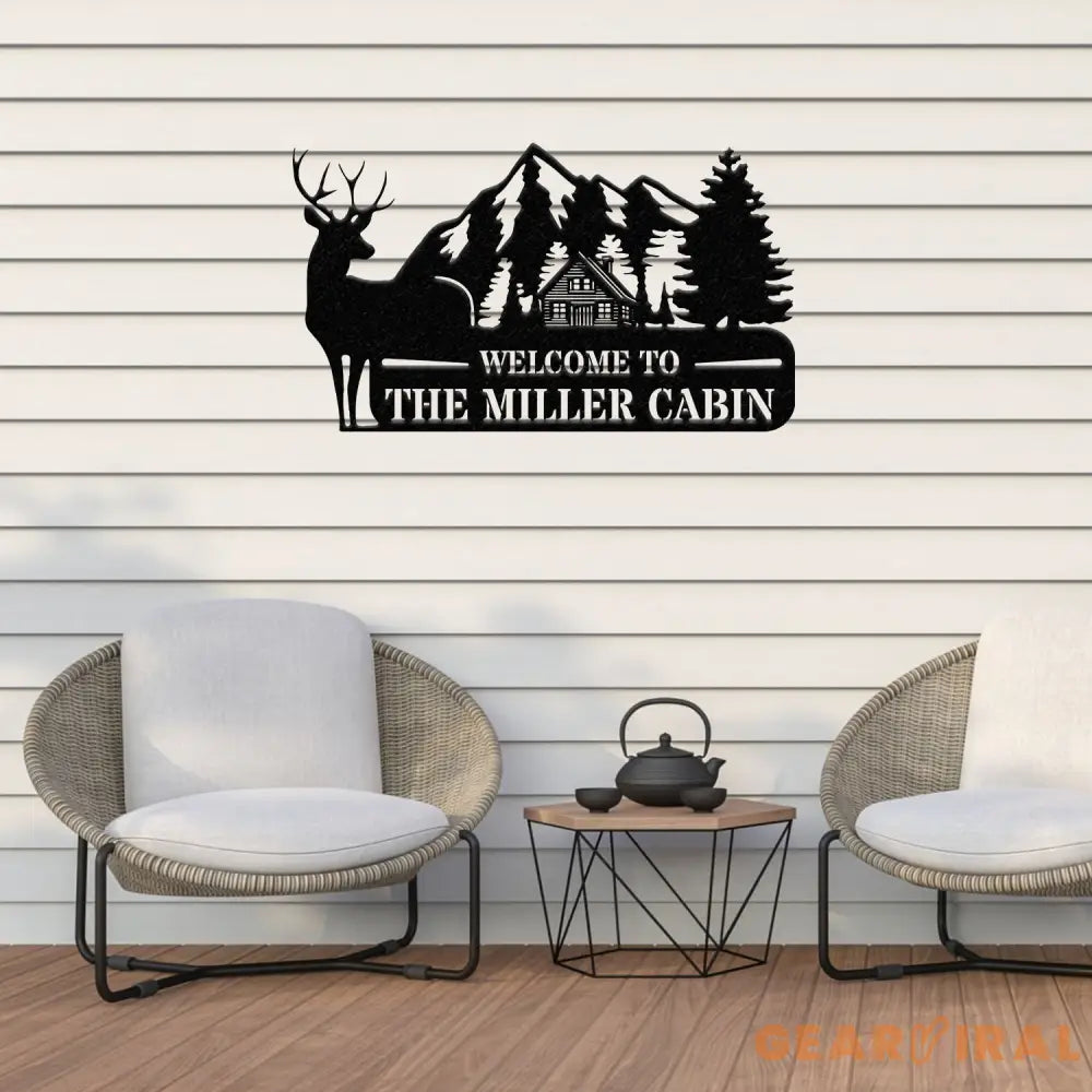 Personalized Welcome To Our Cabin Metal Sign Cabin Sign Family Name Sign Gift For Deer Hunter Cabin Decor Outdoor Sign