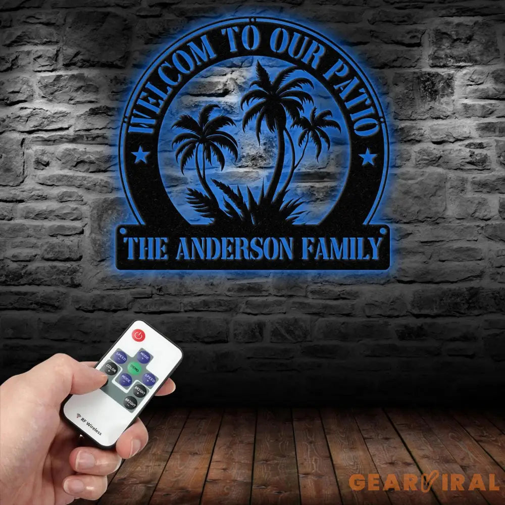 Personalized Welcome to Our Patio Metal Wall Art with Led Light Family Name Sign Metal Last Name Sign Minimalist Wall