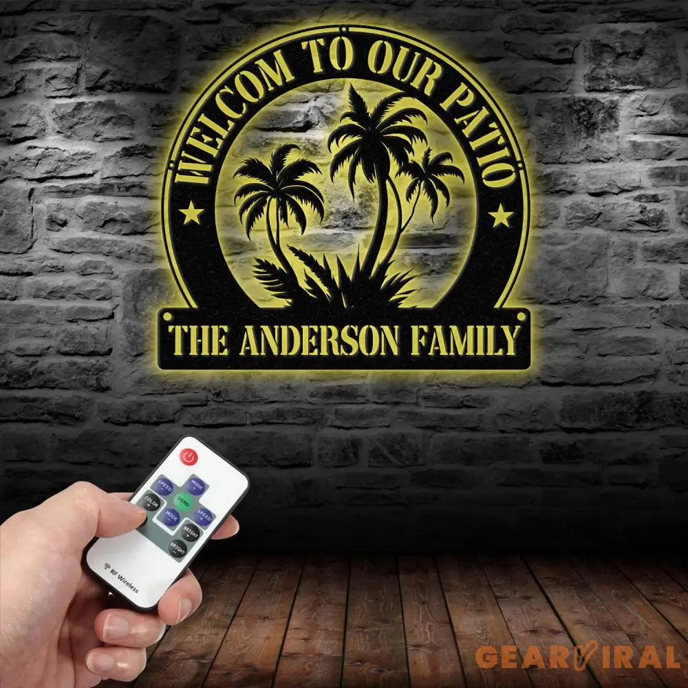 Personalized Welcome to Our Patio Metal Wall Art with Led Light Family Name Sign Metal Last Name Sign Minimalist Wall