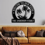 Personalized Welcome to Our Patio Metal Wall Art with Led Light Family Name Sign Metal Last Name Sign Minimalist Wall