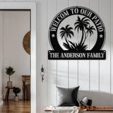 Personalized Welcome to Our Patio Metal Wall Art with Led Light Family Name Sign Metal Last Name Sign Minimalist Wall