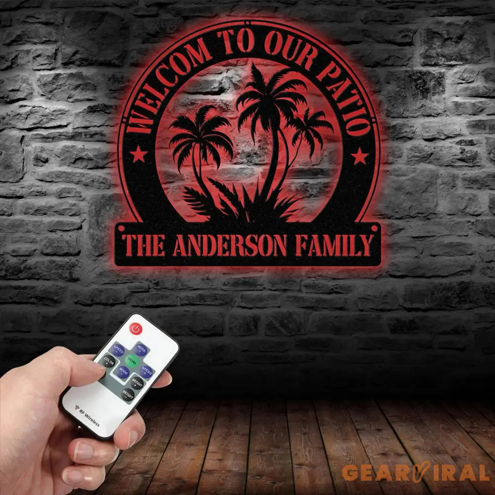 Personalized Welcome to Our Patio Metal Wall Art with Led Light Family Name Sign Metal Last Name Sign Minimalist Wall