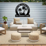 Personalized Welcome to Our Patio Metal Wall Art with Led Light Family Name Sign Metal Last Name Sign Minimalist Wall