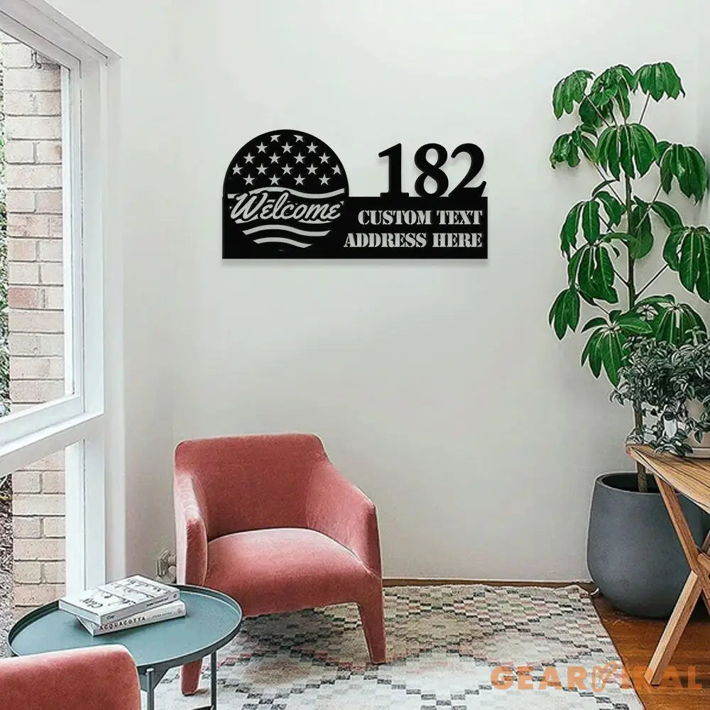 Personalized Welcome US Metal Address Sign House - Number Hanging Address - Welcome Sign Number Address Metal Sign