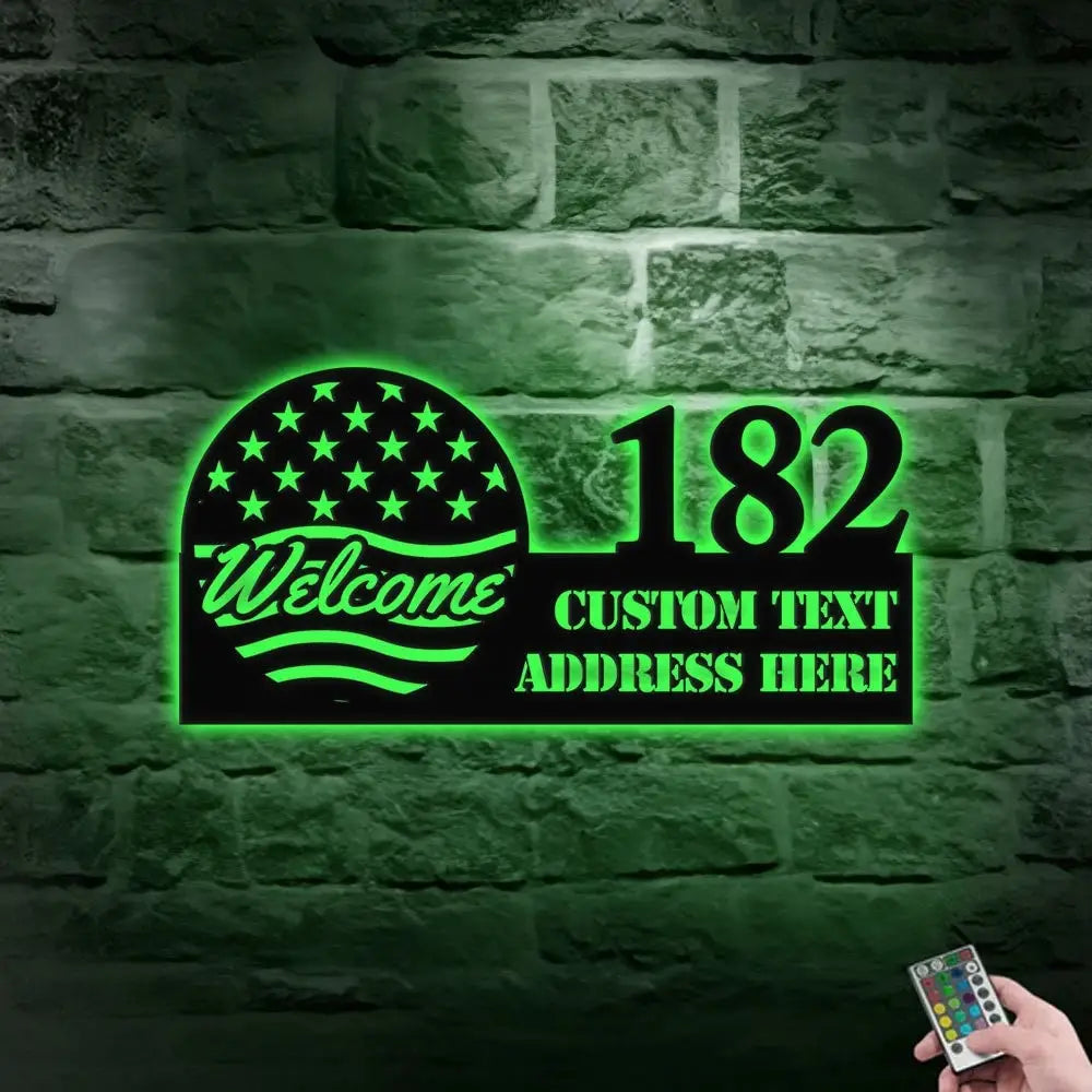 Personalized Welcome US Metal Address Sign House - Number Hanging Address - Welcome Sign Number Address Metal Sign