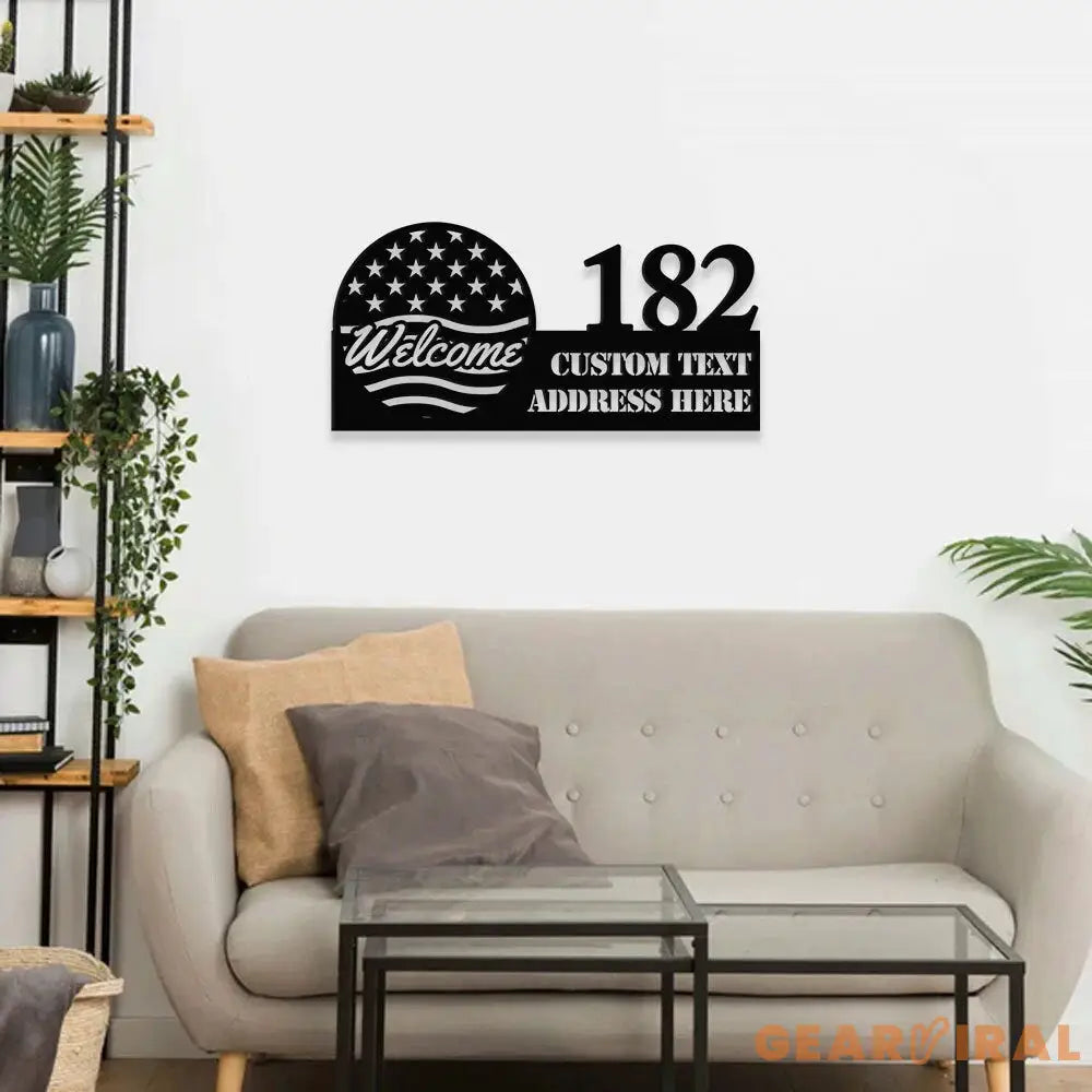 Personalized Welcome US Metal Address Sign House - Number Hanging Address - Welcome Sign Number Address Metal Sign