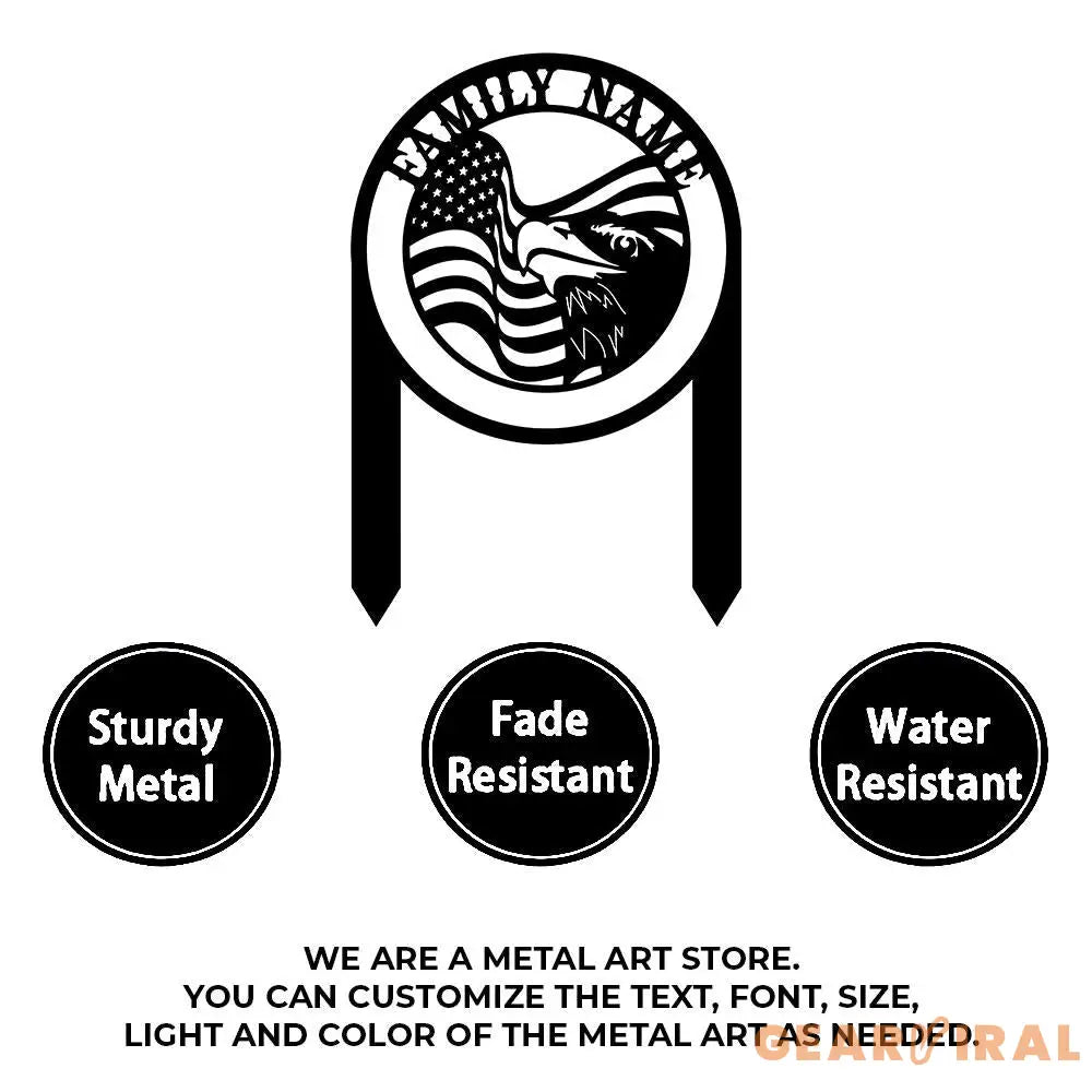 Personalized Welcome US Metal Stake Personalized Family Name Yard Sign Outdoor Decor Garden Stake Outdoor Door Garden