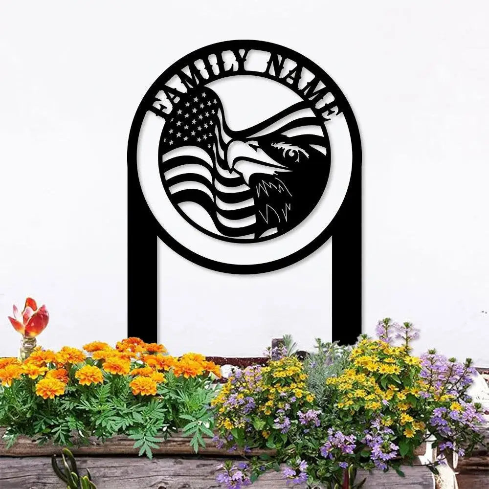 Personalized Welcome US Metal Stake Personalized Family Name Yard Sign Outdoor Decor Garden Stake Outdoor Door Garden