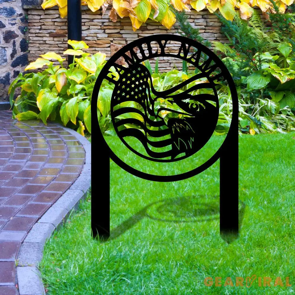 Personalized Welcome US Metal Stake Personalized Family Name Yard Sign Outdoor Decor Garden Stake Outdoor Door Garden