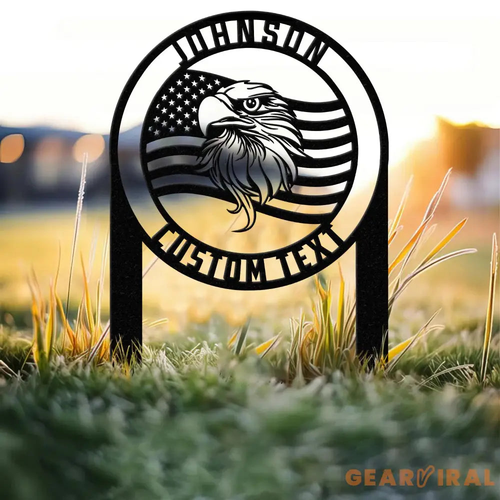 Personalized Welcome US Metal Stake Personalized Family Name Yard Sign Patriotic Garden Stake Outdoor Door Garden Decor