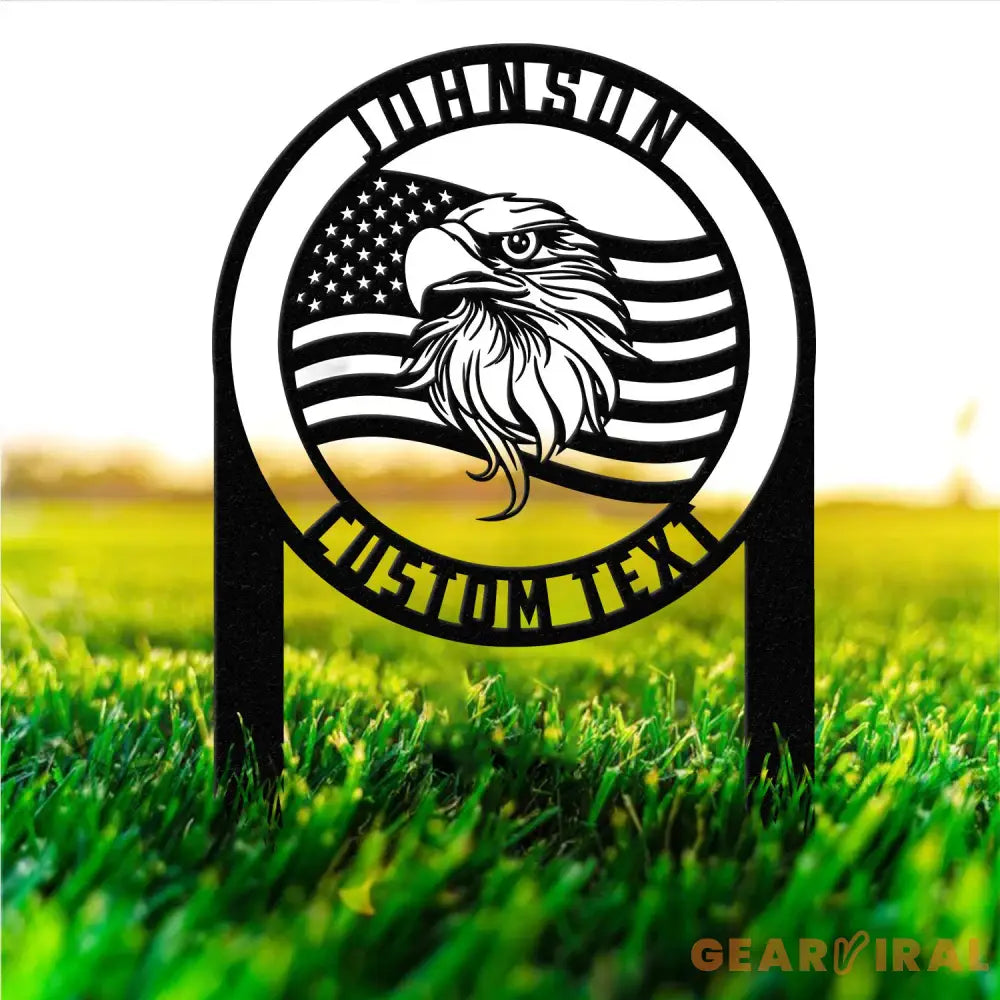 Personalized Welcome US Metal Stake Personalized Family Name Yard Sign Patriotic Garden Stake Outdoor Door Garden Decor