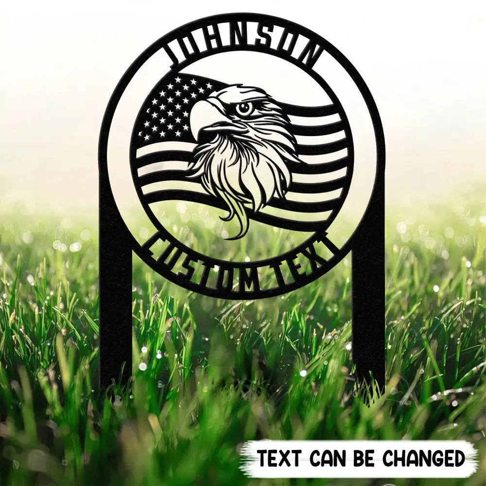 Personalized Welcome US Metal Stake Personalized Family Name Yard Sign Patriotic Garden Stake Outdoor Door Garden Decor