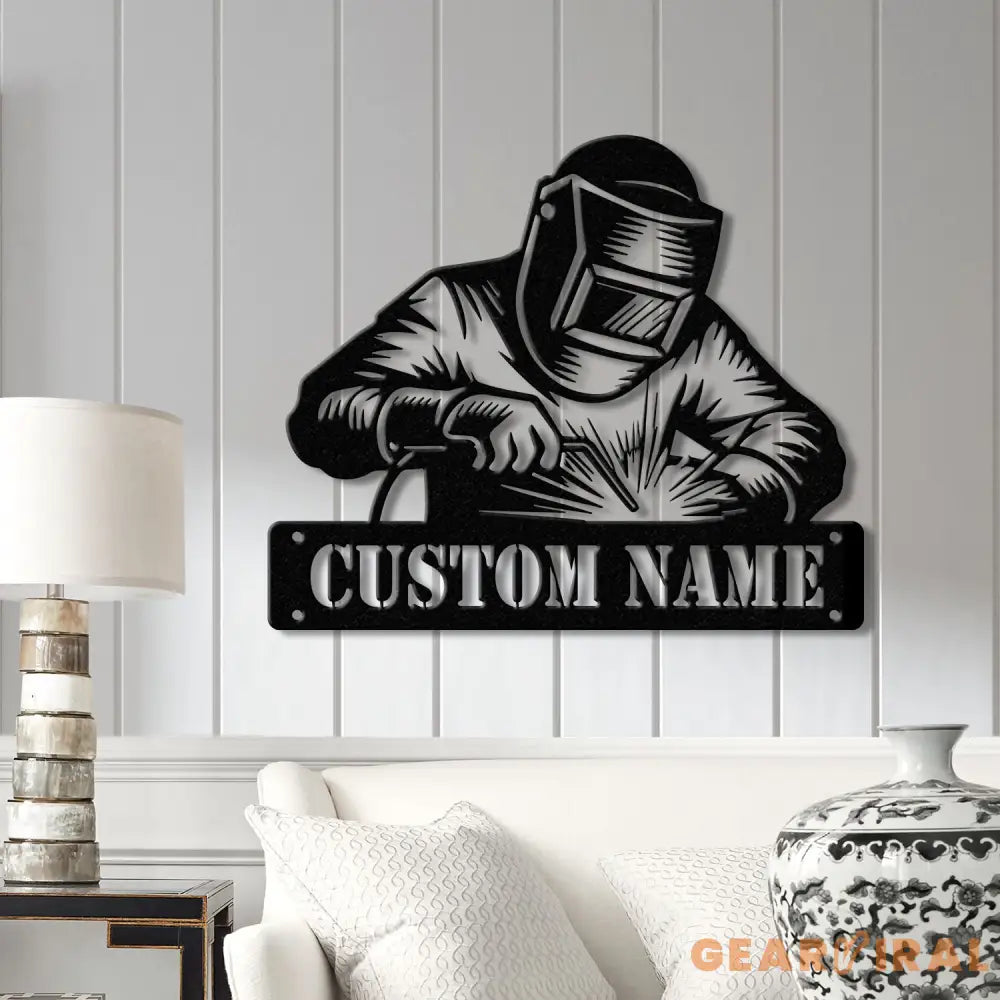 Personalized Welder Metal Sign with Led Light Custom Mechanic Name Wall Art Ironworker Sign Welder Metal Wall Art