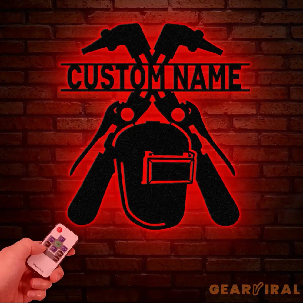 Personalized Welder Metal Sign with Led Light Custom Mechanic Name Wall Art Ironworker Sign Welder Metal Wall Art