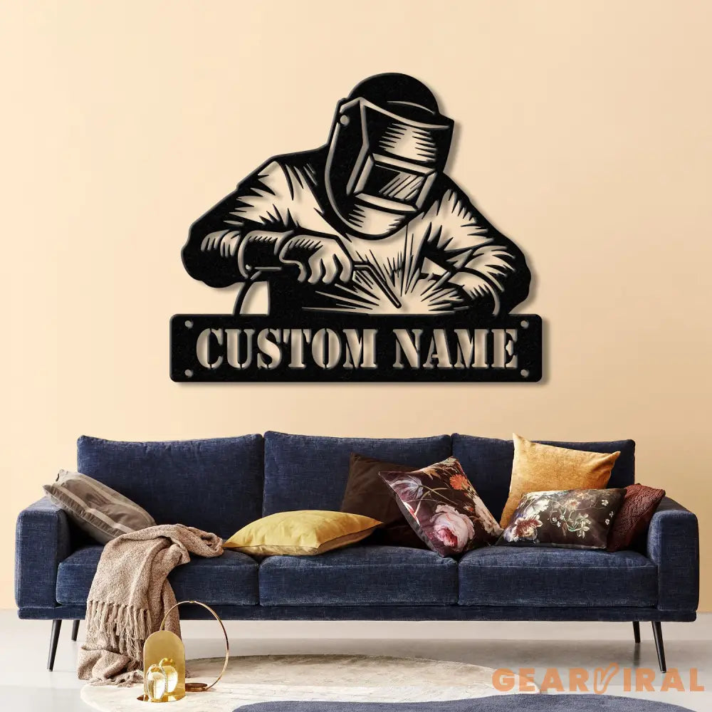 Personalized Welder Metal Sign with Led Light Custom Mechanic Name Wall Art Ironworker Sign Welder Metal Wall Art