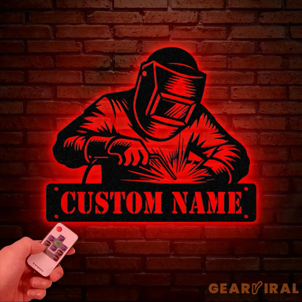 Personalized Welder Metal Sign with Led Light Custom Mechanic Name Wall Art Ironworker Sign Welder Metal Wall Art