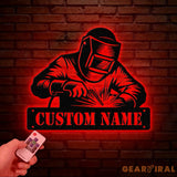 Personalized Welder Metal Sign with Led Light Custom Mechanic Name Wall Art Ironworker Sign Welder Metal Wall Art