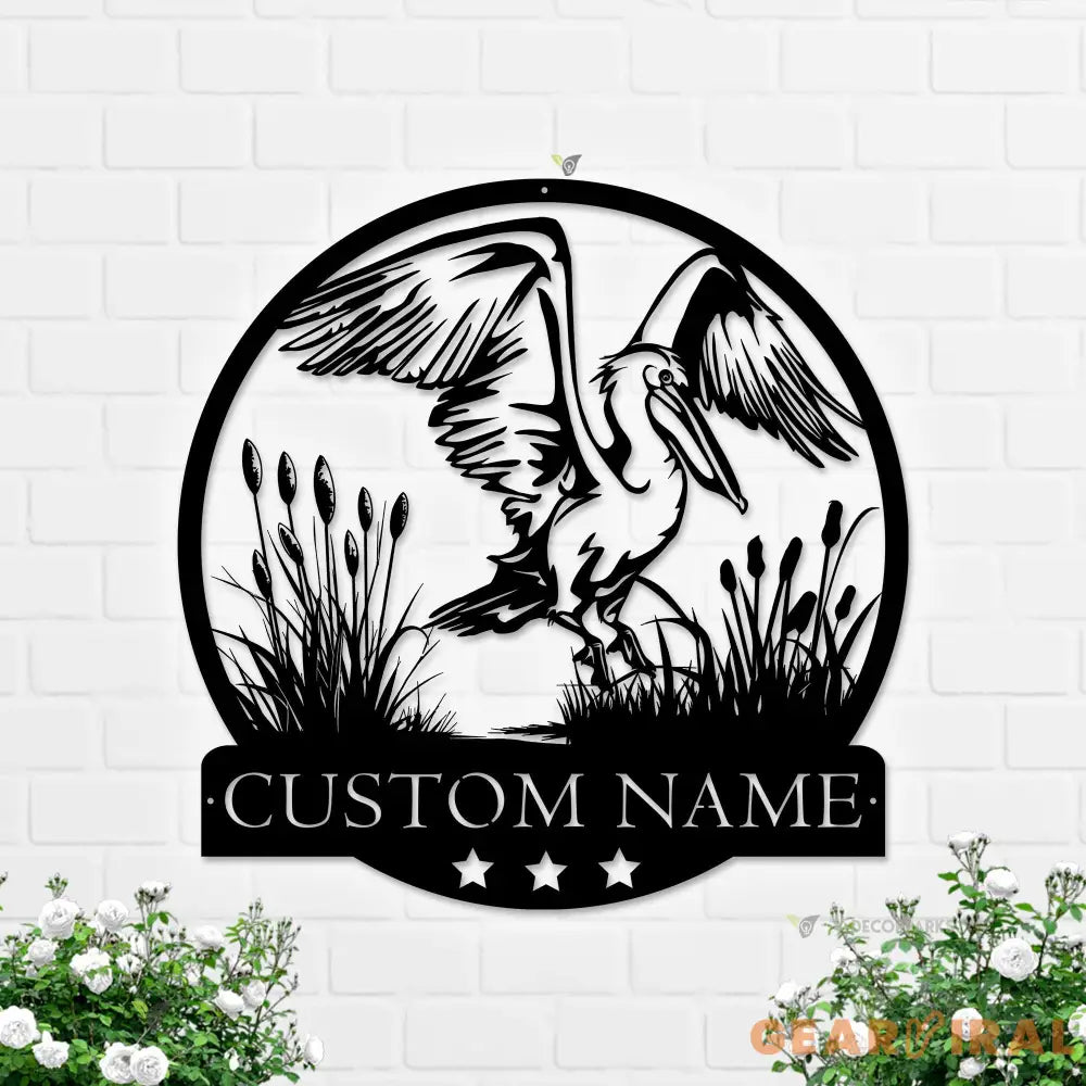 Personalized White Pelican Metal Wall Art Custom Pelican Hunting Lover Name Sign Pelican Decor Home Decor Bird Nursery