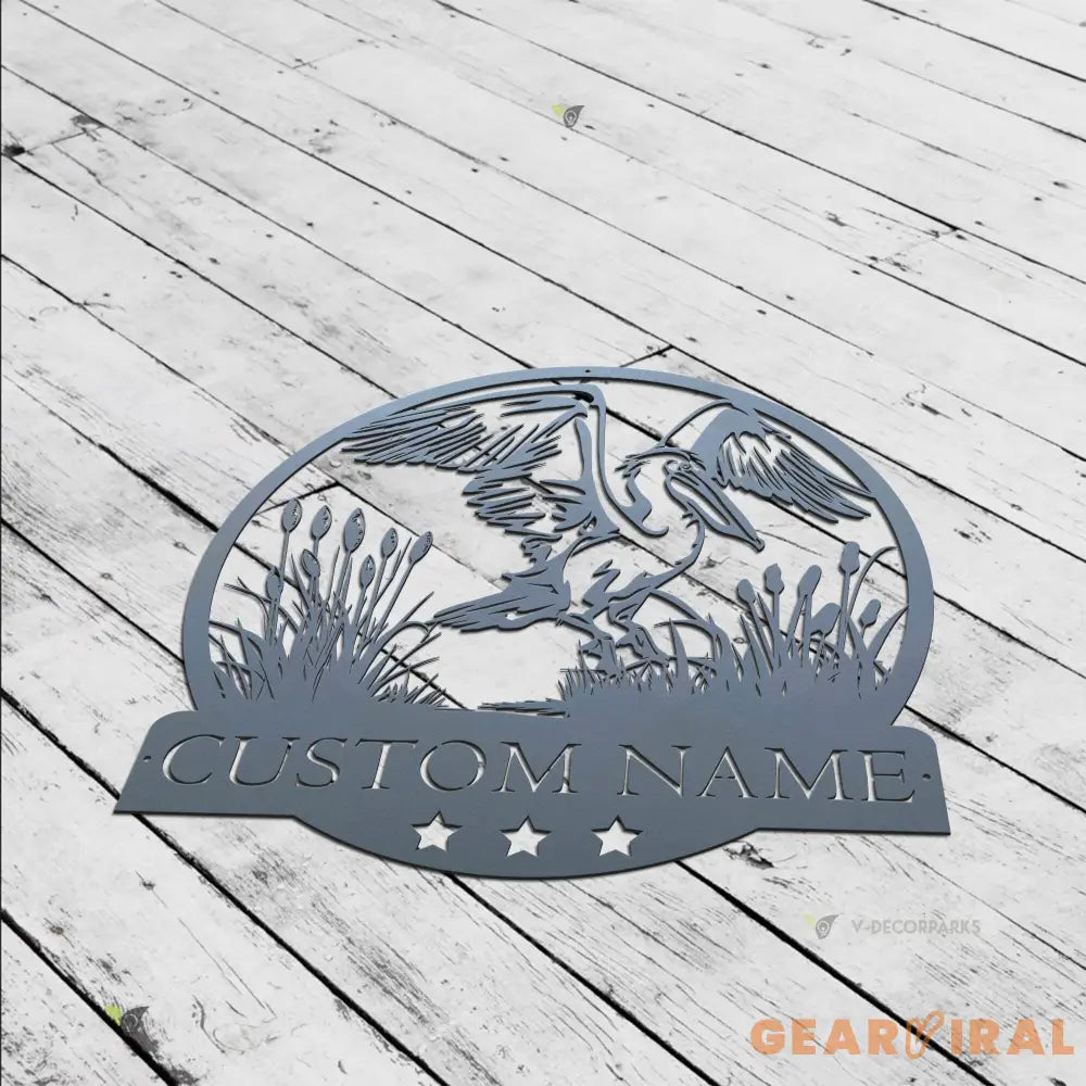 Personalized White Pelican Metal Wall Art Custom Pelican Hunting Lover Name Sign Pelican Decor Home Decor Bird Nursery