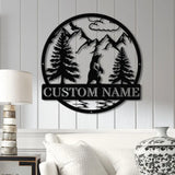 Personalized Wilderness Bear Cabin Sign with Led Light - Rustic Mountain Decor Metal Bear Outdoor Sign Cabin Door Decor
