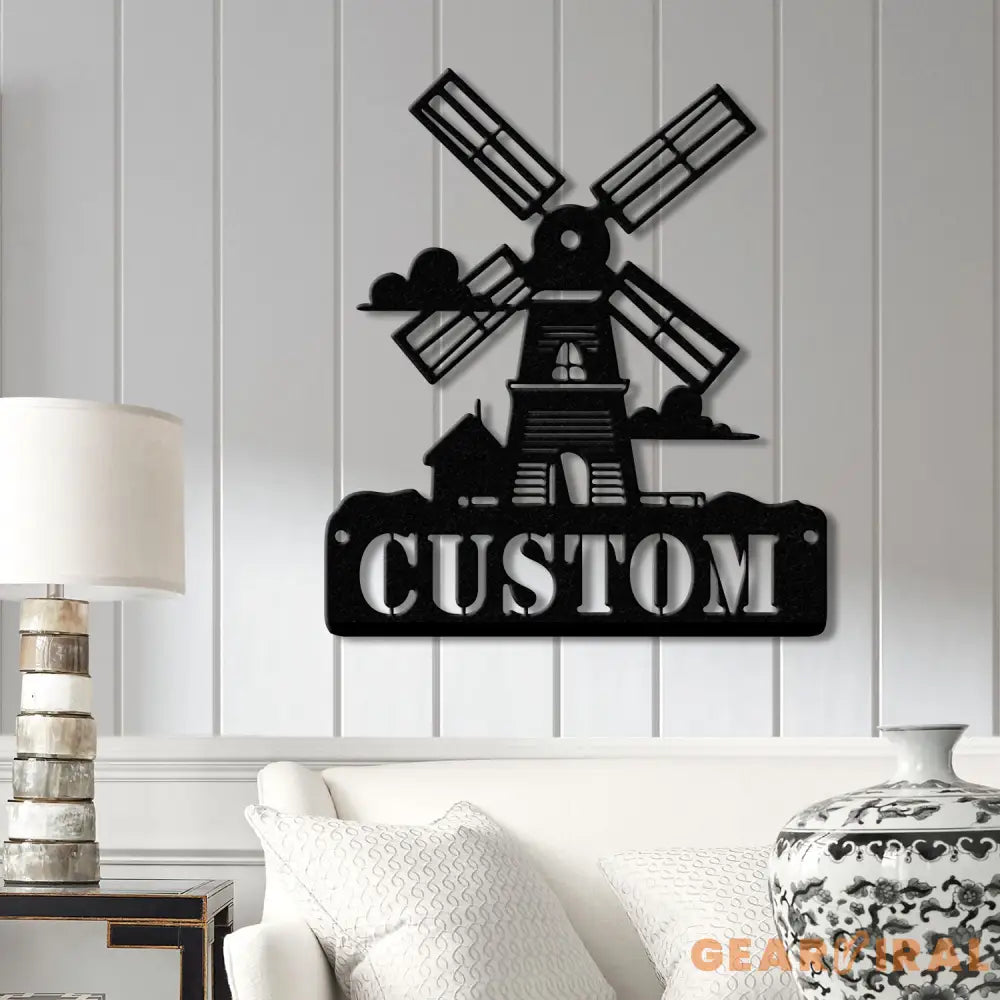 Personalized Windmill Metal Sign with Led Light Custom Windmill Sign Windmill Decor Metal Family Name Sign Farmhouse