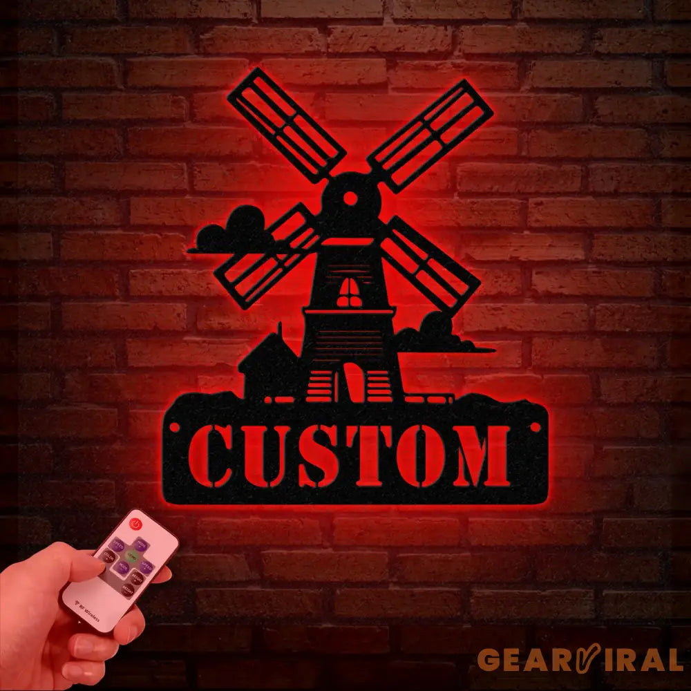 Personalized Windmill Metal Sign with Led Light Custom Windmill Sign Windmill Decor Metal Family Name Sign Farmhouse