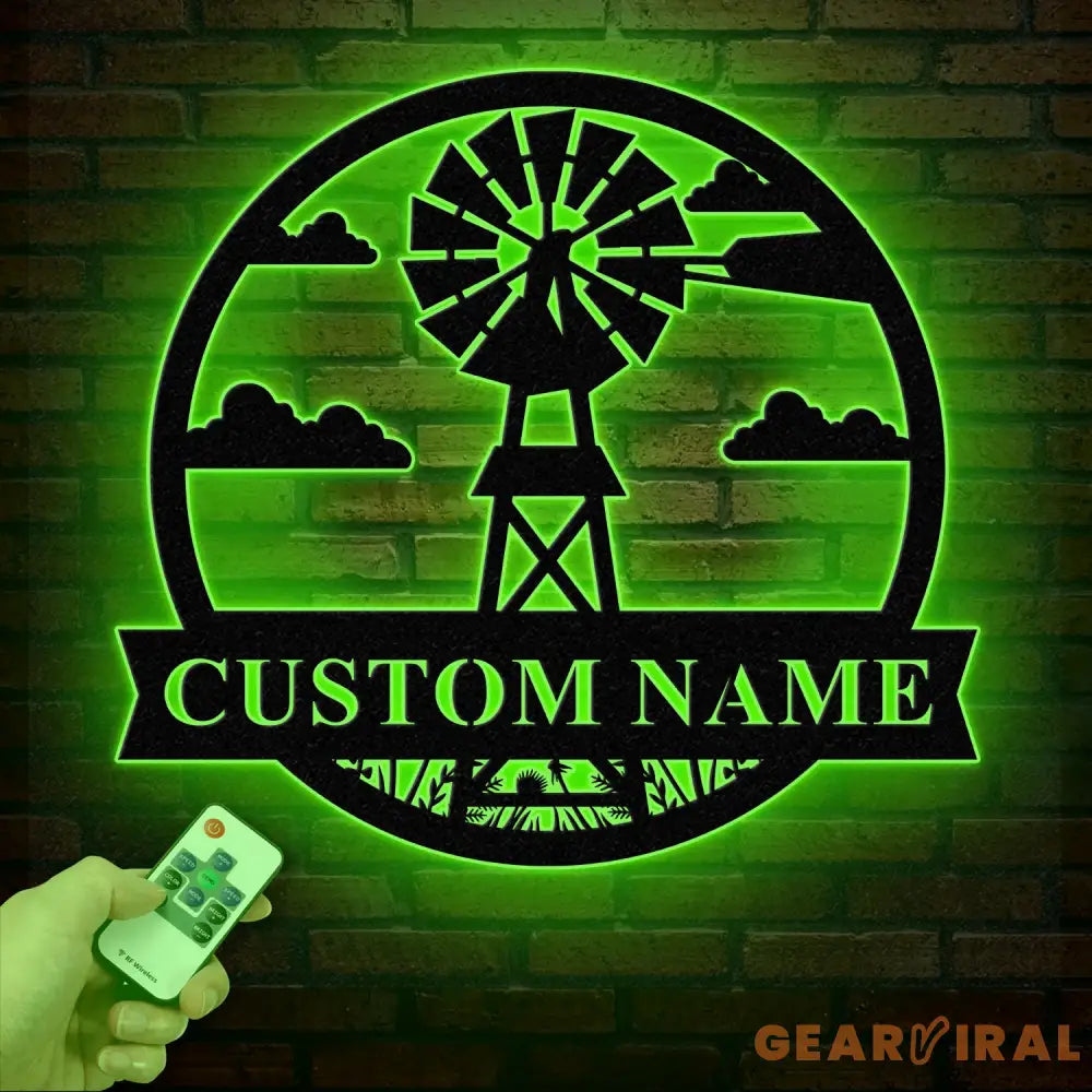 Personalized Windmill Metal Sign with Led Light Custom Windmill Sign Windmill Decor Metal Family Name Sign Farmhouse