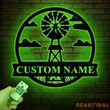 Personalized Windmill Metal Sign with Led Light Custom Windmill Sign Windmill Decor Metal Family Name Sign Farmhouse
