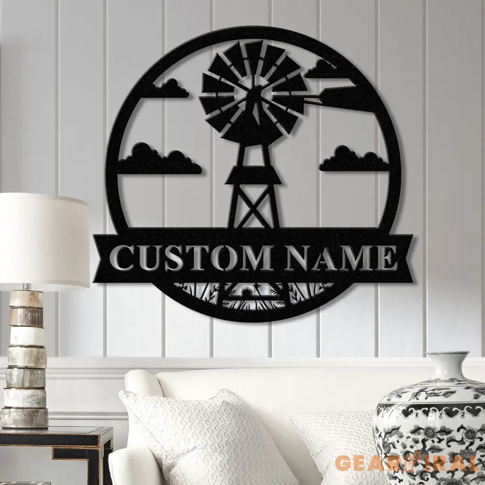 Personalized Windmill Metal Sign with Led Light Custom Windmill Sign Windmill Decor Metal Family Name Sign Farmhouse