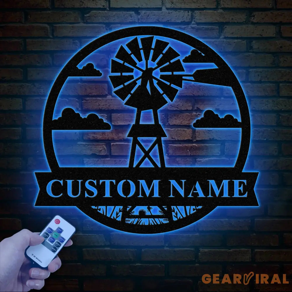 Personalized Windmill Metal Sign with Led Light Custom Windmill Sign Windmill Decor Metal Family Name Sign Farmhouse