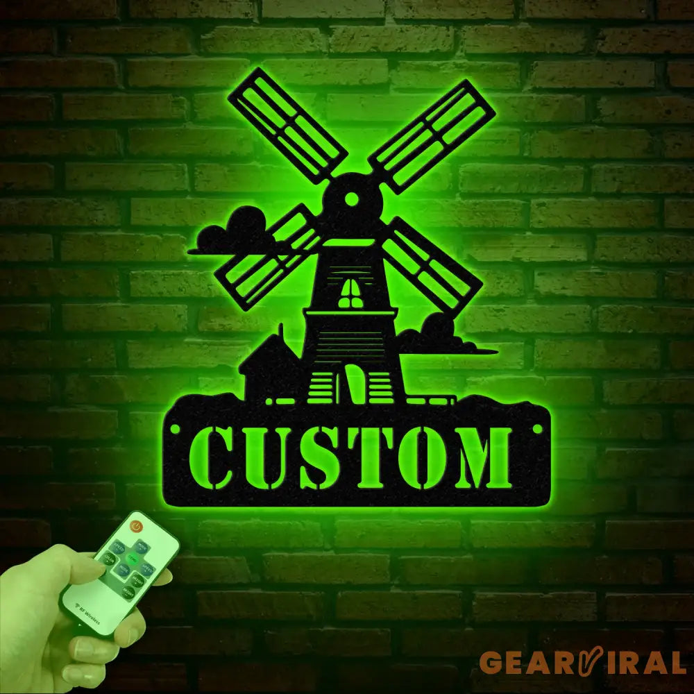 Personalized Windmill Metal Sign with Led Light Custom Windmill Sign Windmill Decor Metal Family Name Sign Farmhouse