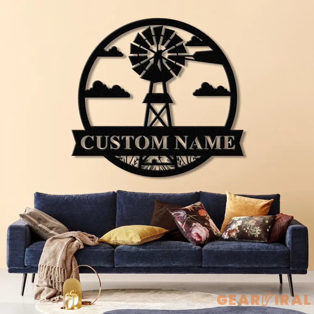Personalized Windmill Metal Sign with Led Light Custom Windmill Sign Windmill Decor Metal Family Name Sign Farmhouse