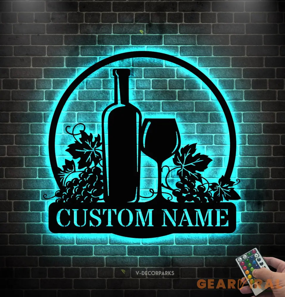 Personalized Wine Bar Metal Wall Art LED Light - Wine Bar - Home Decor Wine Shop Patio Decoration - Man Cave | GearViral