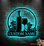 Personalized Wine Bar Metal Wall Art LED Light - Wine Bar - Home Decor Wine Shop Patio Decoration - Man Cave | GearViral