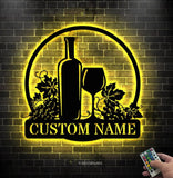 Personalized Wine Bar Metal Wall Art LED Light - Wine Bar - Home Decor Wine Shop Patio Decoration - Man Cave | GearViral