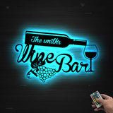 Personalized Wine Bar Pub Metal Wall Art LED Light - Custom Alcohol Drinking Name Sign - Decor Wine Shop Patio Decoration - Man Cave Christmas | GearViral