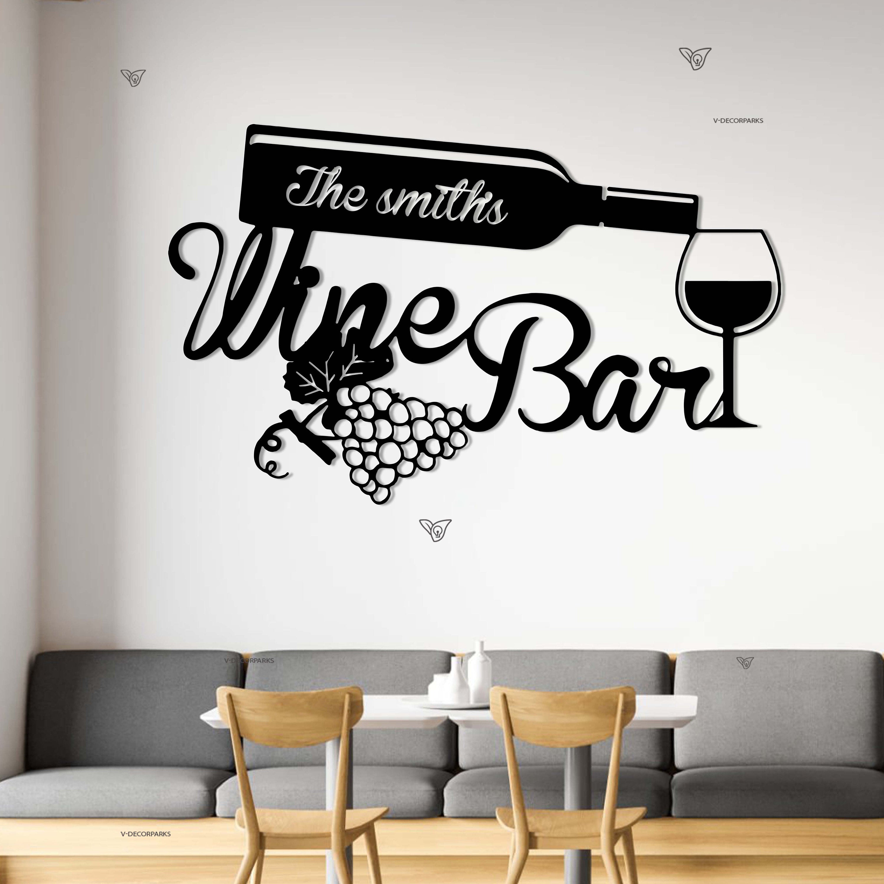 Personalized Wine Bar Pub Metal Wall Art LED Light - Custom Alcohol Drinking Name Sign - Decor Wine Shop Patio Decoration - Man Cave Christmas | GearViral