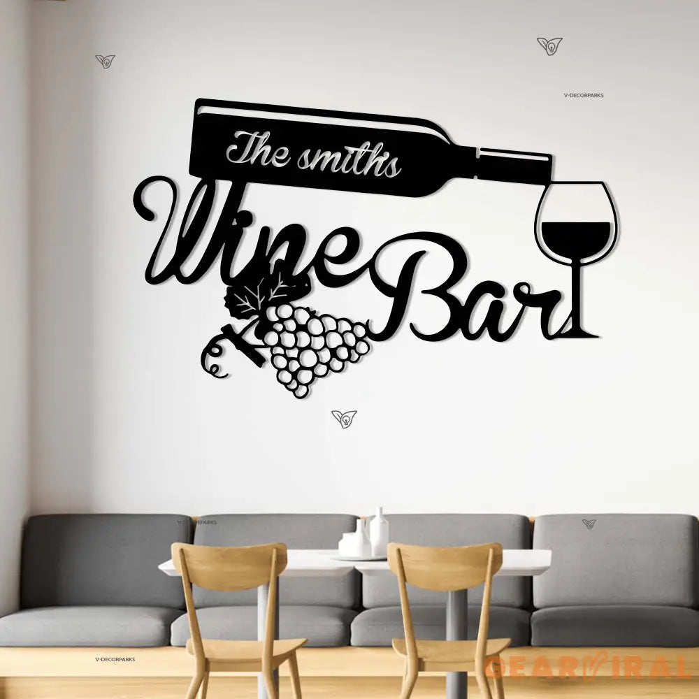 Personalized Wine Bar Pub Metal Wall Art LED Light - Custom Alcohol Drinking Name Sign - Decor Wine Shop Patio