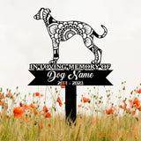 Personalized Wippet Mandala Garden Stake Zentangle Yard Art Dog Memorial Sign Outdoor Decor Pet Loss Sympathy Gift